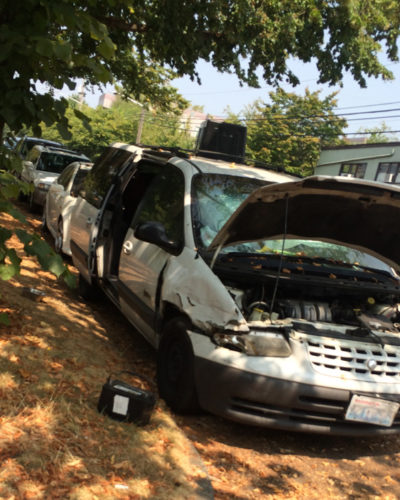 Photo of broken down van