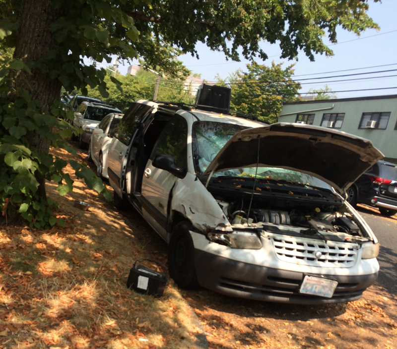 Photo of broken down van