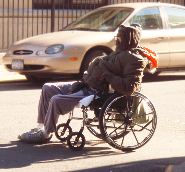 Photo of homeless man in wheelchair