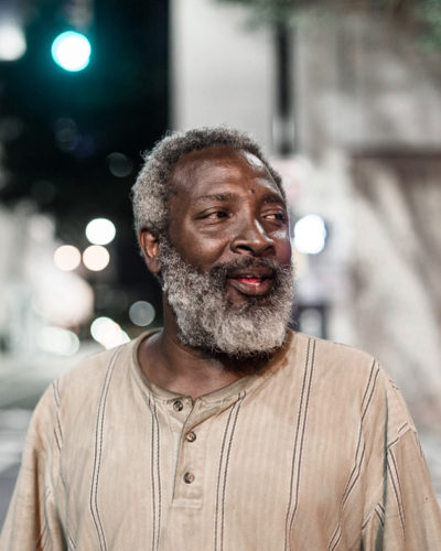 Photo of homeless man smiling